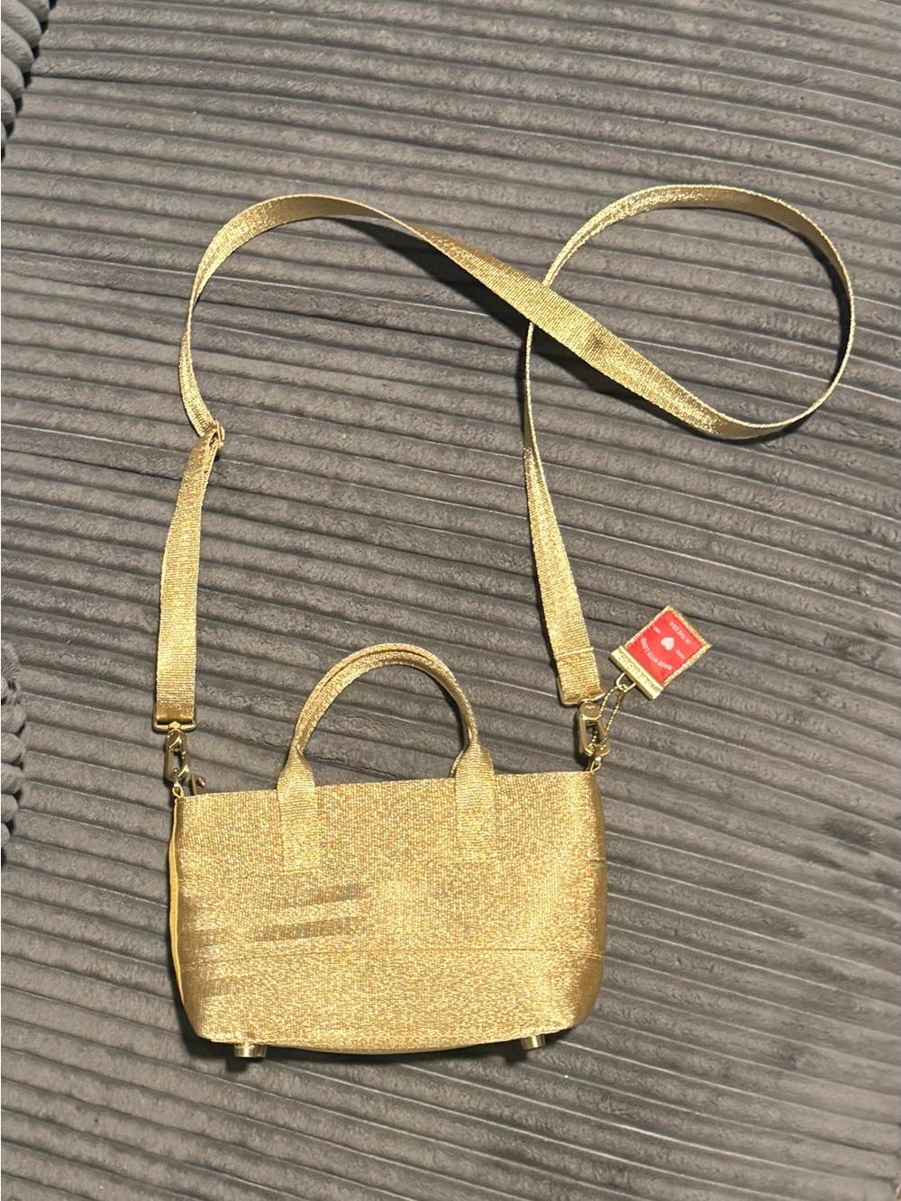 Mini Gold Crossbody Tote Bag with Detachable Strap Harvey’s seatbelt bags.